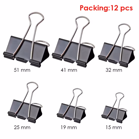 41mm Big Size Promotion Black Metal Binder Clips for Office